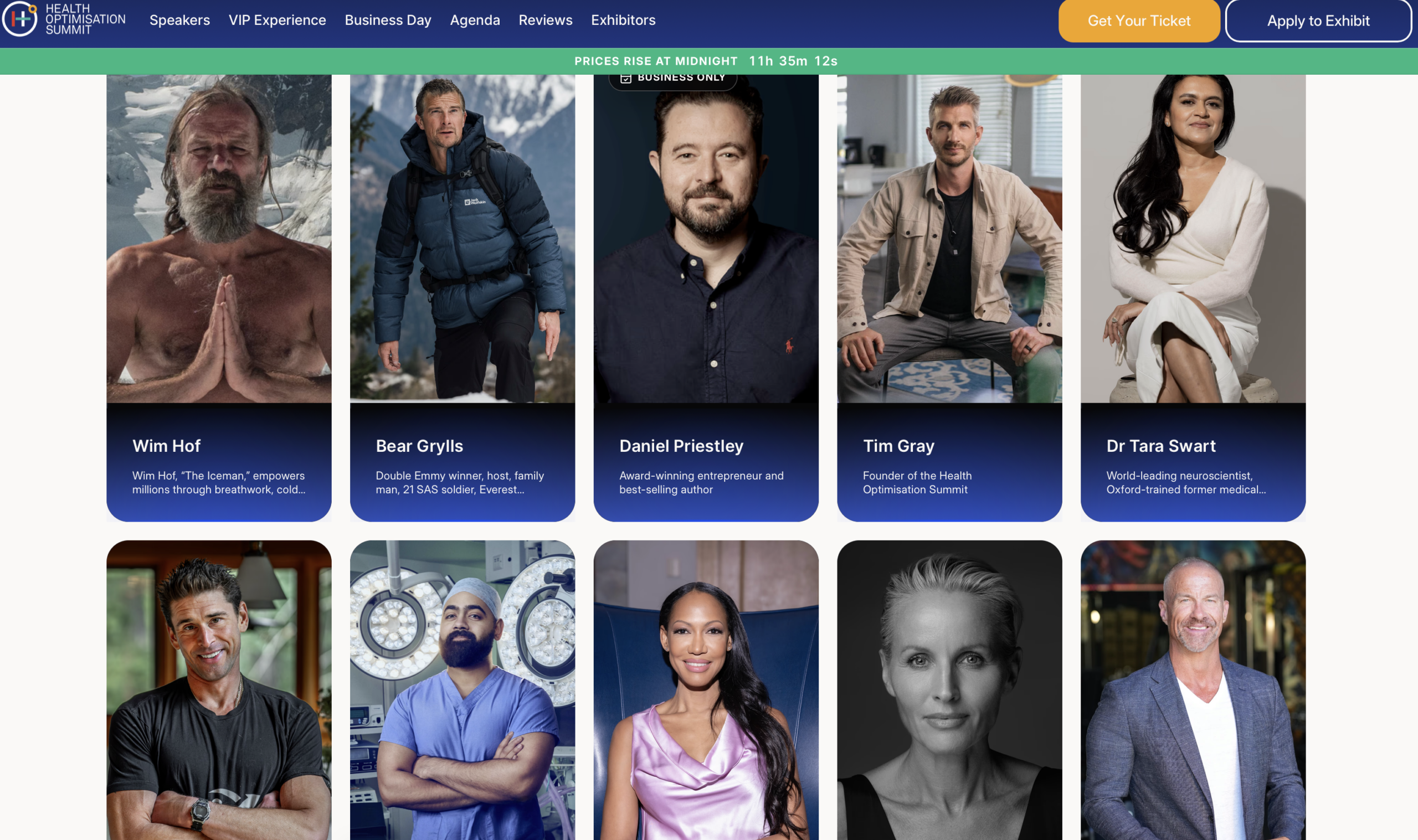 Health Optimisation Summit speaker line-up